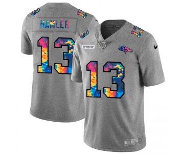 Denver Broncos #13 KJ Hamler Men's Nike Multi-Color 2020 NFL Crucial Catch NFL Jersey Greyheather