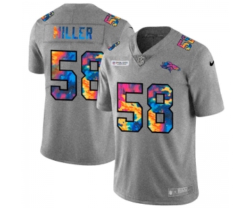 Denver Broncos #58 Von Miller Men's Nike Multi-Color 2020 NFL Crucial Catch NFL Jersey Greyheather