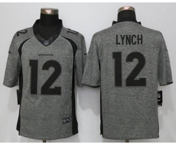 Men Nike Denver Broncos #12 Paxton Lynch Stitched Gridiron Gray Limited Jersey