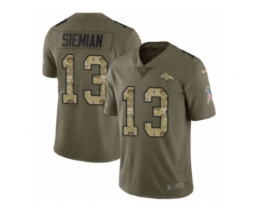 Men Nike Denver Broncos #13 Trevor Siemian Limited Olive Camo 2017 Salute to Service NFL Jersey