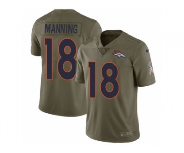 Men Nike Denver Broncos #18 Peyton Manning Limited Olive 2017 Salute to Service NFL Jersey