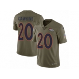 Men Nike Denver Broncos #20 Brian Dawkins Limited Olive 2017 Salute to Service NFL Jersey