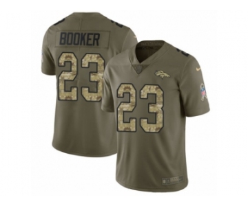 Men Nike Denver Broncos #23 Devontae Booker Limited Olive Camo 2017 Salute to Service NFL Jersey