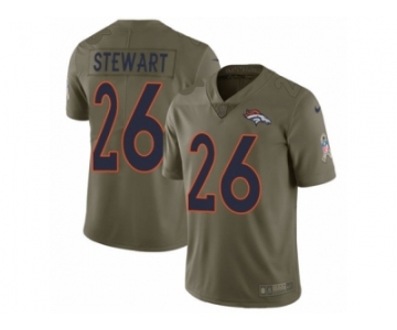 Men Nike Denver Broncos #26 Darian Stewart Limited Olive 2017 Salute to Service NFL Jersey