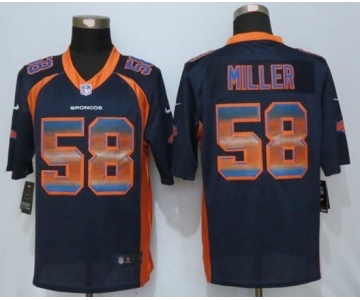 Men Nike Denver Broncos #58 Von Miller Navy Blu Strobe Jersey[Limited]