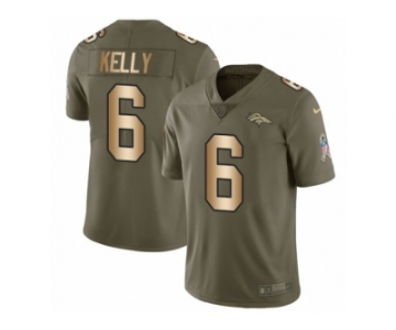 Men Nike Denver Broncos #6 Chad Kelly Limited Olive Gold 2017 Salute to Service NFL Jersey