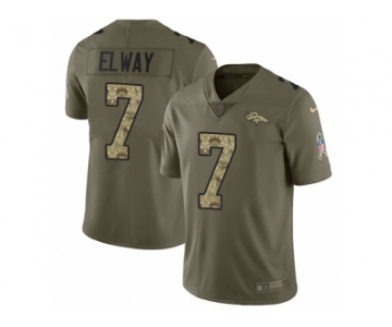 Men Nike Denver Broncos #7 John Elway Limited Olive Camo 2017 Salute to Service NFL Jersey