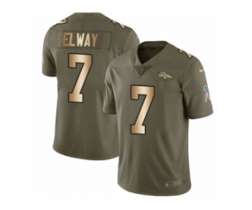 Men Nike Denver Broncos #7 John Elway Limited Olive Gold 2017 Salute to Service NFL Jersey