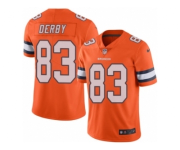 Men Nike Denver Broncos #83 A.J. Derby Limited Orange Rush Vapor Untouchable NFL Jersey