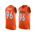 Men Nike Denver Broncos #96 Shelby Harris Limited Orange Player Name & Number Tank Top NFL Jersey