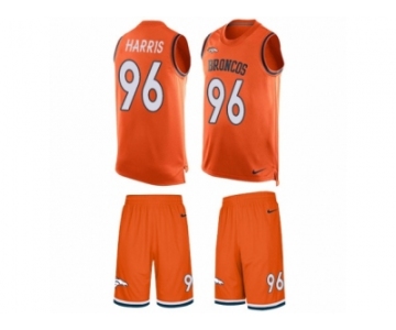 Men Nike Denver Broncos #96 Shelby Harris Limited Orange Tank Top Suit NFL Jersey