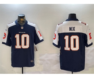 Men's Denver Broncos #10 Bo Nix Navy 2024 F.U.S.E. V2 Throwback Vapor Limited Alternate Stitched Football Jersey