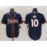 Men's Denver Broncos #10 Bo Nix Navy Cool Base Stitched Baseball Jersey