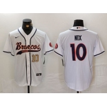 Men's Denver Broncos #10 Bo Nix Number White Cool Base Stitched Baseball Jersey