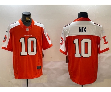 Men's Denver Broncos #10 Bo Nix Orange 2024 F.U.S.E. Throwback Vapor Limited Alternate Stitched Football Jersey