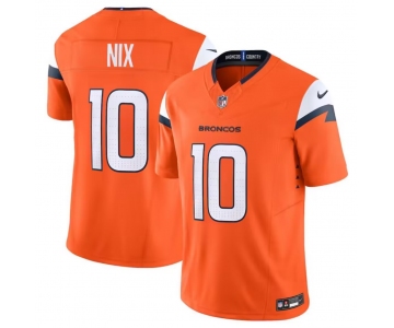 Men's Denver Broncos #10 Bo Nix Orange 2024 F.U.S.E. Vapor Limited Football Stitched Jersey