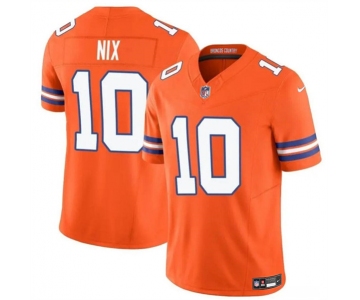 Men's Denver Broncos #10 Bo Nix Orange F.U.S.E. Mile High Collection 1977 Throwback Vapor Limited Football Stitched Jersey