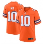 Men's Denver Broncos #10 Bo Nix Orange Mile High Collection F.U.S.E. 1977 Throwback Stitched Game Jersey