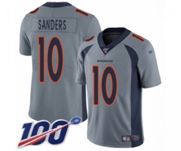 Men's Denver Broncos #10 Emmanuel Sanders Limited Silver Inverted Legend 100th Season Football Jersey