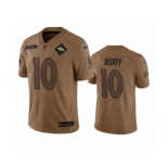 Men's Denver Broncos #10 Jerry Jeudy 2023 Brown Salute To Service Limited Football Stitched Jersey