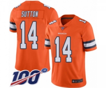 Men's Denver Broncos #14 Courtland Sutton Limited Orange Rush Vapor Untouchable 100th Season Football Jersey