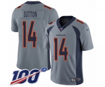 Men's Denver Broncos #14 Courtland Sutton Limited Silver Inverted Legend 100th Season Football Jersey