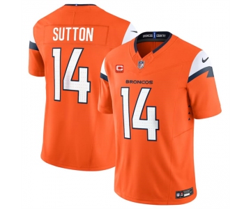 Men's Denver Broncos #14 Courtland Sutton Orange 2024 F.U.S.E. With 4-Star C Patch Vapor Limited Stitched Football Jersey