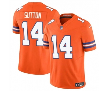 Men's Denver Broncos #14 Courtland Sutton Orange F.U.S.E. Mile High Collection 1977 Throwback Vapor Limited Football Stitched Jersey