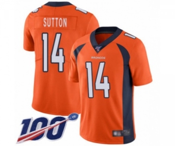 Men's Denver Broncos #14 Courtland Sutton Orange Team Color Vapor Untouchable Limited Player 100th Season Football Jersey