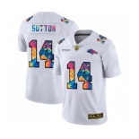 Men's Denver Broncos #14 Courtland Sutton White 2020 Crucial Catch Limited Stitched Jersey