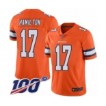 Men's Denver Broncos #17 DaeSean Hamilton Limited Orange Rush Vapor Untouchable 100th Season Football Jersey