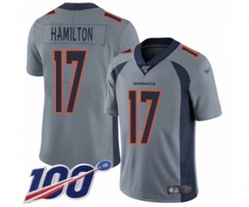 Men's Denver Broncos #17 DaeSean Hamilton Limited Silver Inverted Legend 100th Season Football Jersey