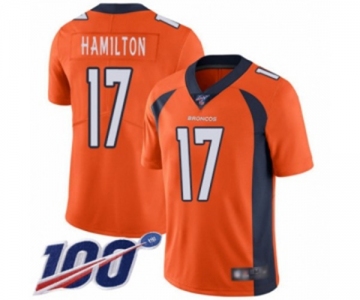 Men's Denver Broncos #17 DaeSean Hamilton Orange Team Color Vapor Untouchable Limited Player 100th Season Football Jersey