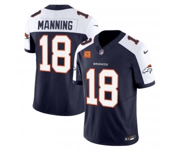 Men's Denver Broncos #18 Peyton Manning Navy 2024 F.U.S.E. With 4-Star C Patch Vapor Limited Stitched Football Jersey