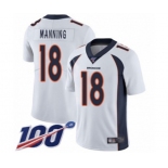 Men's Denver Broncos #18 Peyton Manning White Vapor Untouchable Limited Player 100th Season Football Jersey