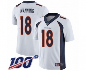 Men's Denver Broncos #18 Peyton Manning White Vapor Untouchable Limited Player 100th Season Football Jersey