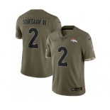 Men's Denver Broncos #2 Pat Surtain II 2022 Olive Salute To Service Limited Stitched Jersey