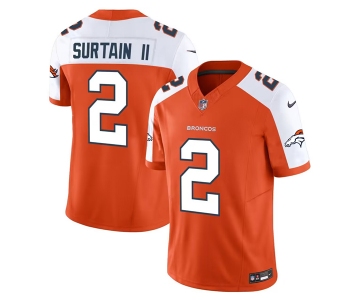 Men's Denver Broncos #2 Pat Surtain II Orange 2024 Draft F.U.S.E. Alternate Vapor Limited Stitched Jersey