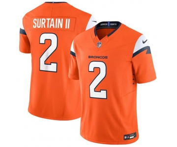 Men's Denver Broncos #2 Pat Surtain II Orange 2024 F.U.S.E. Vapor Limited Stitched Football Jersey