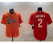 Men's Denver Broncos #2 Pat Surtain II Orange Cool Base Stitched Baseball Jersey