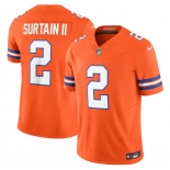 Men's Denver Broncos #2 Pat Surtain II Orange Mile High Collection F.U.S.E. 1977 Throwback Vapor Limited Stitched Jersey