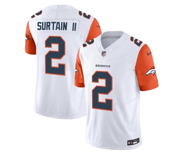 Men's Denver Broncos #2 Pat Surtain II White 2024 Draft F.U.S.E. Vapor Limited Stitched Jerseys