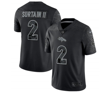 Men's Denver Broncos #2 Patrick Surtain II Black Reflective Limited Stitched Football Jersey