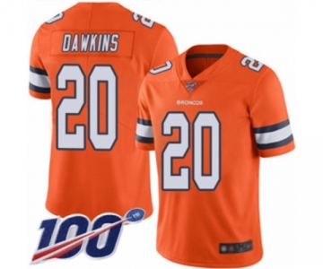 Men's Denver Broncos #20 Brian Dawkins Limited Orange Rush Vapor Untouchable 100th Season Football Jersey