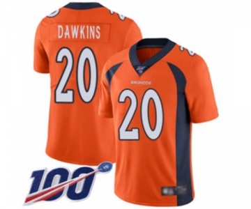 Men's Denver Broncos #20 Brian Dawkins Orange Team Color Vapor Untouchable Limited Player 100th Season Football Jersey