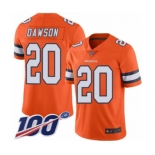 Men's Denver Broncos #20 Duke Dawson Limited Orange Rush Vapor Untouchable 100th Season Football Jersey