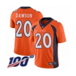 Men's Denver Broncos #20 Duke Dawson Orange Team Color Vapor Untouchable Limited Player 100th Season Football Jersey