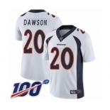 Men's Denver Broncos #20 Duke Dawson White Vapor Untouchable Limited Player 100th Season Football Jersey