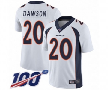 Men's Denver Broncos #20 Duke Dawson White Vapor Untouchable Limited Player 100th Season Football Jersey