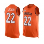 Men's Denver Broncos #22 Kareem Jackson Limited Orange Player Name & Number Tank Top Football Jersey